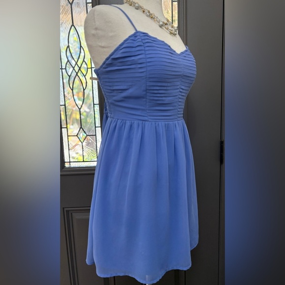 BAR III Blue Chiffon Pleated Bodice Flowy Skirt Mini Dress Size XXL - Picture 5 of 9